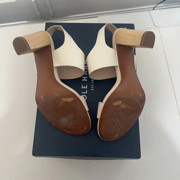 Cole Haan White Octavia Heel Sandal - Ivory - Size 7.5 - EUC - Picture 5 of 8